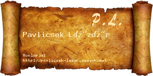 Pavlicsek Lázár névjegykártya